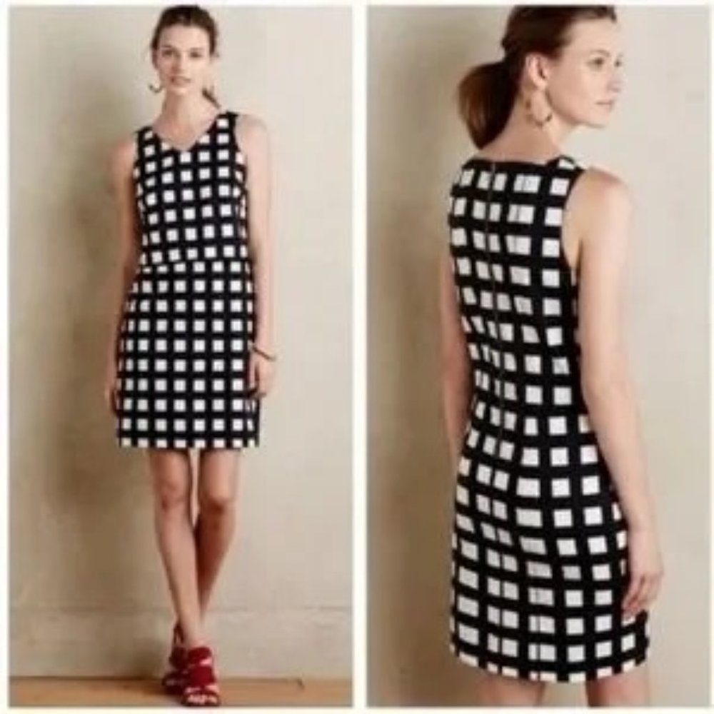 Anthropologie Tabitha Black and White Checkered Shift Dress
